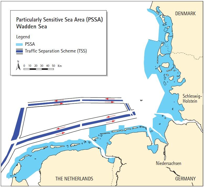 Map of the Particularly Sensitive Sea Area (PSSA) Wadden Sea. CWSS.